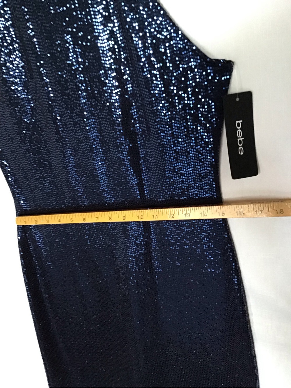 bebe Navy Sequin Halter Midi  Dress Size M - Picture 8 of 13